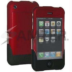 Amzer Rubberized Swill Case   Red Black Cell Phones 