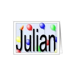    Julians Birthday Invitation, Party Balloons Card Toys & Games