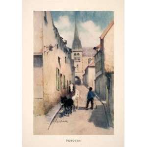  1902 Color Print Detmold Nemours Seine Marne Ile France 