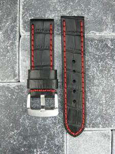 BIG CROCO 22mm LEATHER STRAP Band for BREITLING Black  