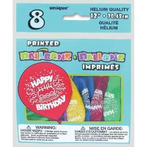   Balloons 12 8/Pkg Happy Birthday Cake (PRTBLLN 54624)