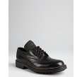 Prada black calfskin wingtip oxfords   