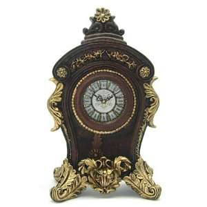  Brown Table Clock with Gold Accents