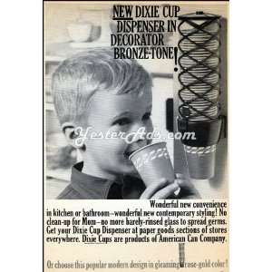 1960 Vintage Ad American Can Company Dixie cup despenser in decrator 
