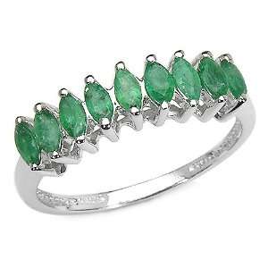  0.90 Carat Genuine Emerald Sterling Silver Ring Jewelry