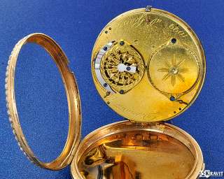 Exquisite Swiss Enamel Open Face Pocket Watch Circa 1820.  