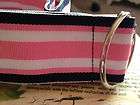 PREPPY Unisex NAVY PINK and WHITE Surfboard Ribbon Belt D RIngs 1.5