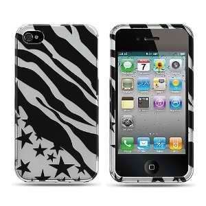 Apple iPhone 4 (AT&T/Verizon) Black Silver Zebra Stars Premium Design 