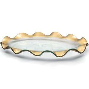  AnnieGlass Ruffle Oval Platter Gold