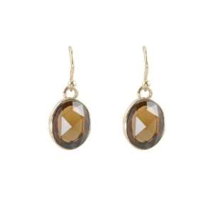  Barse Bronze Smoky Glass Oval Drop Earrings Jewelry