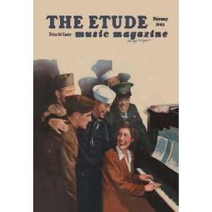 Exclusive By Buyenlarge Etude   Soldiers at the USO Sing a Long 12x18 