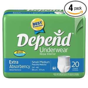  Depend Underwear, Small medium, 20 Count Packages (Pack of 