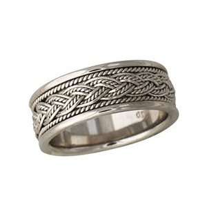  Braided Celtic Comfort Fit Wedding Band 14K White Gold 