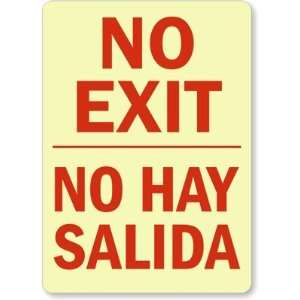 No Exit (Bilingual) Glow Aluminum Sign, 14 x 10 Office 