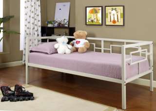 Cream White Metal Twin Size Miami Day Bed (Daybed) Frame With Metal 