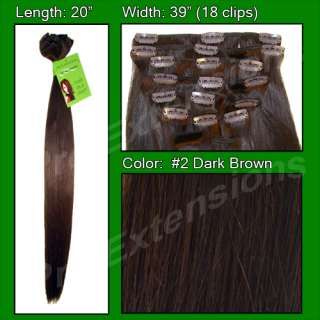 REMI Dark Brown Clip in Hair Extensions 20 Inches  