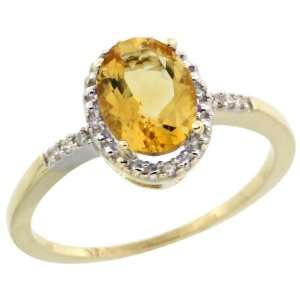  10k Gold ( 8x6 mm ) Halo Engagement Citrine Ring w/ 0.033 