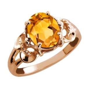  1.15 Ct Oval Yellow Citrine 18k Rose Gold Ring Jewelry