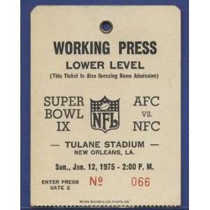  1975 Super Bowl IX Press Pass Steelers vs. Vikings 