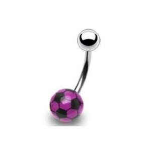 Purple Soccer Ball 5 and 8mm Ball Belly Button Ring Navel Body Jewelry 