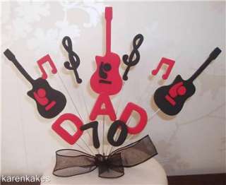 ACOUSTIC GUITAR BIRTHDAY NAME & AGE CAKE TOPPER  