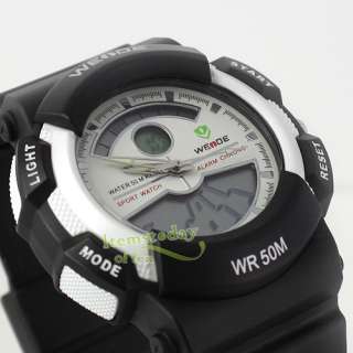 Unisex Diving Military Sport Black Quartz Watch Light Date/Week LED 
