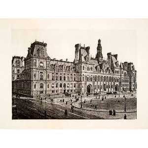  Photogravure Hotel de Ville Paris France Cityscape Historic Famous 