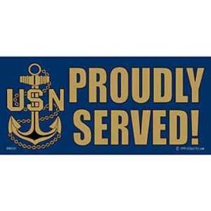  U.S. Navy Proudly Served Bumper Sticker Automotive