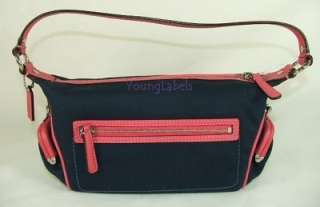 Coach Bonnie Cashin Top Handle Zip Bag Purse Pouch Pink Navy Blue 