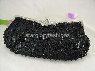   Beaded Sequined Evening Clutch Jewelled Art Frame 4 Colors EC 0729