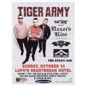  Tiger Army Lupos Providence Concert Flyer Poster