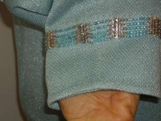 St John Couture By Marie Gray Skirt Suit Baby Blue Metallic Crystals 