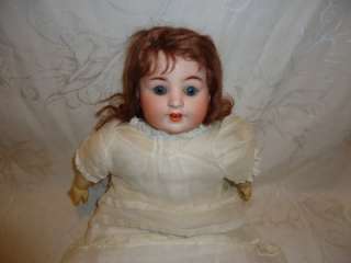 ANTIQUE GERMAN BISQUE HEAD DOLL CLOTH BODY DARLING FACE  