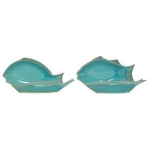  Ceramic Pottery Scrod Azure Dish 9 1/4x6x1 1/2   2 Each 