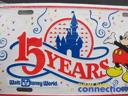 Disney Walt Disney World Mickey Mouse 15 Years Metal LIcense Plate 