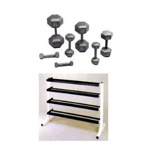   Pound Hex Dumbbells with Dumbbell Rack 