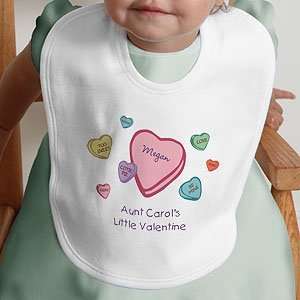  Personalized Valentines Day Baby Bib   Candy Hearts Baby