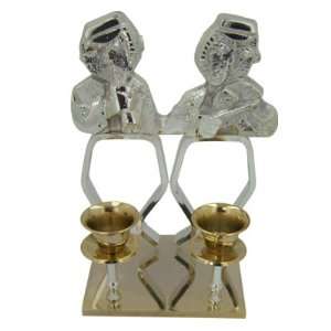  Shabbat Candle Sticks. 24K Gold and Silver Plated. Klezmer Band 