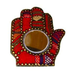   Mirror Inlaid with Colorful Wool and Genuine Brass