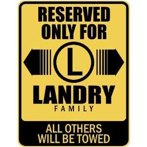   RESERVED ONLY FOR LANDRY FAMILY  PARKING SIGN
