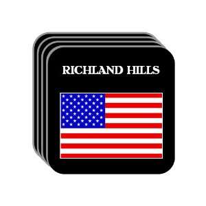 US Flag   Richland Hills, Texas (TX) Set of 4 Mini Mousepad Coasters