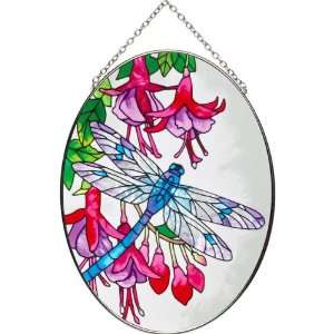  Joan Baker Designs MO292 Dragonfly and Fuchsias Art Glass 