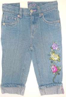 NEW Girls LEVIS Embroidered Capri with adjust. waist 3 4 5 6X FREE 