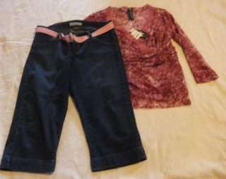 Womens Sz 10 Levis 545 Capri Jeans w/ Belt & NWT Shirt L  