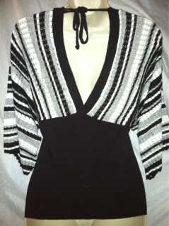   Sweater New without Tags Black, Gray and White V Neck Top  