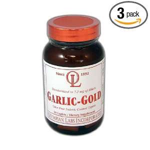 Olympian Labs Garlic Gold Caplet, .4lbs Glass (Pack of 3) (Packaging 