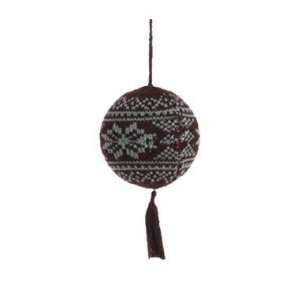  Raz Imports Brown with Blue Knitting Ball Ornament 