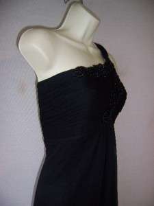 ALEX EVENINGS Black One Shoulder Jeweled Formal Gown Long Dress 8 NWT 