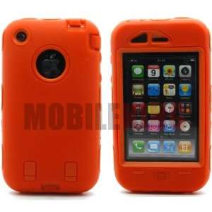 ) Dual Ultra Rugged Shock Proof Protector Case Orange Silicone Cover 