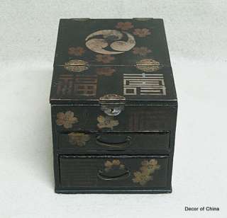 Unique Chinese Antique Black Painted Jewelry Box H12 16  